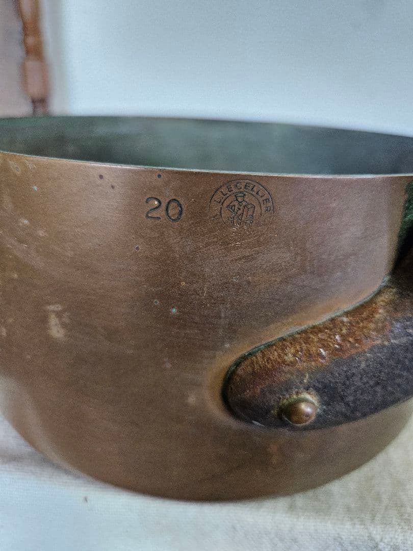 フランスアンティーク 銅製の古い片手鍋 5個セット ソースパン コッパーパン