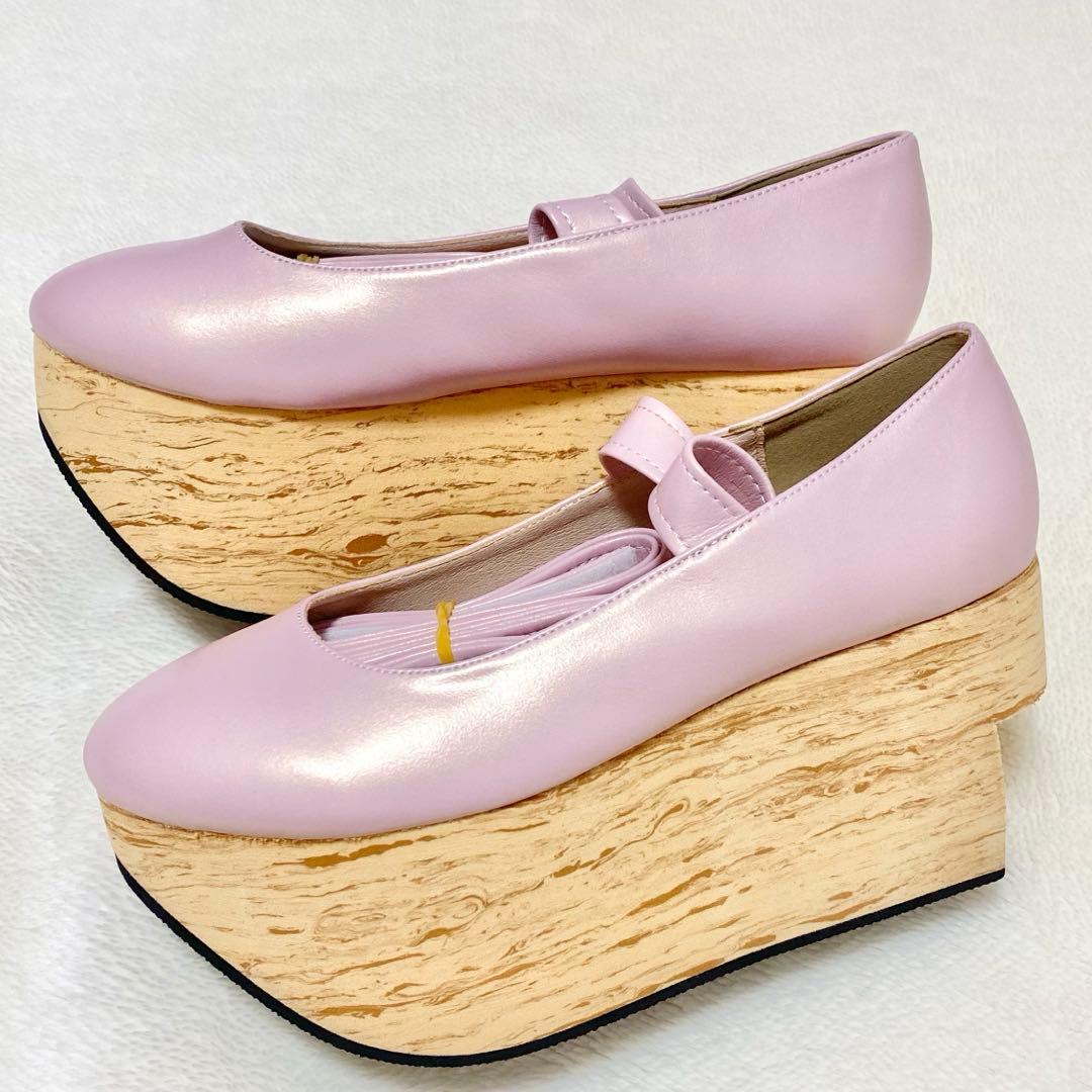 廃盤　BODYLINE 新品　厚底　ロッキンホース　シューズ　ピンク　【M】