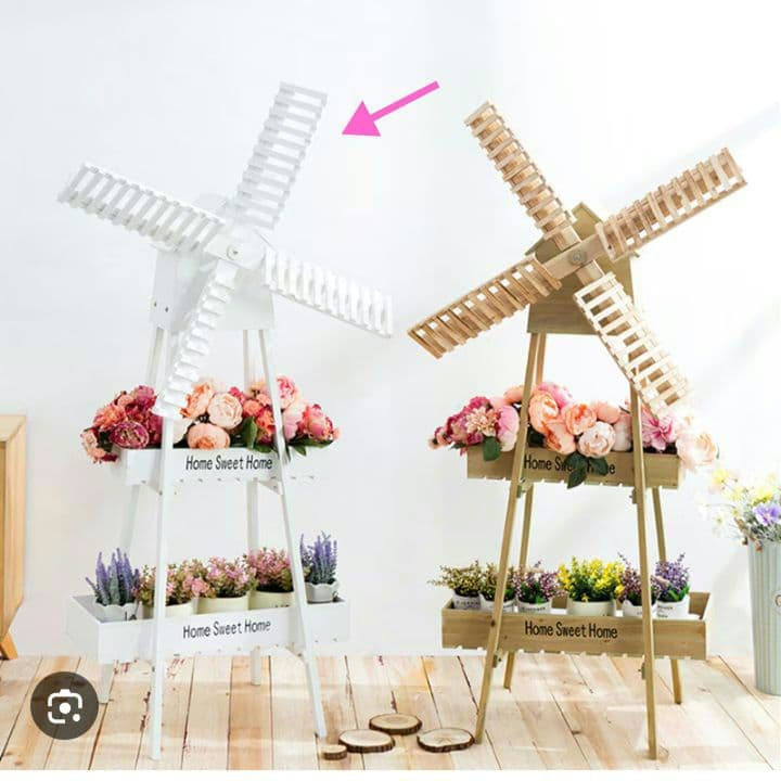 ☆新品　白色　1個　風車　プランターラック 　ガーデニング　鉢台　植物