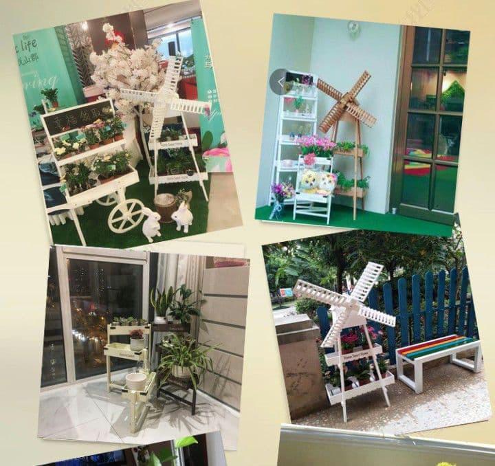 ☆新品　白色　1個　風車　プランターラック 　ガーデニング　鉢台　植物