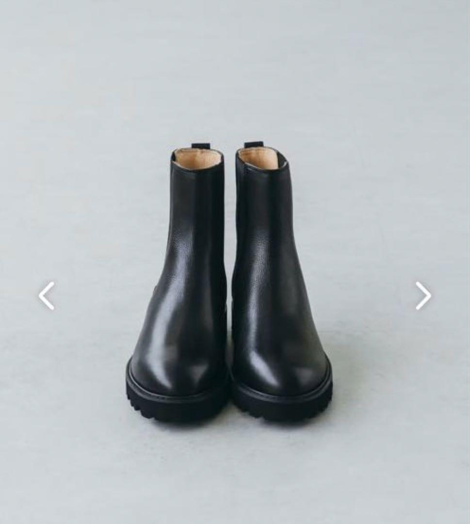 北欧、暮らしの道具店　サイドゴアブーツ　牛皮　ブラック　24センチ