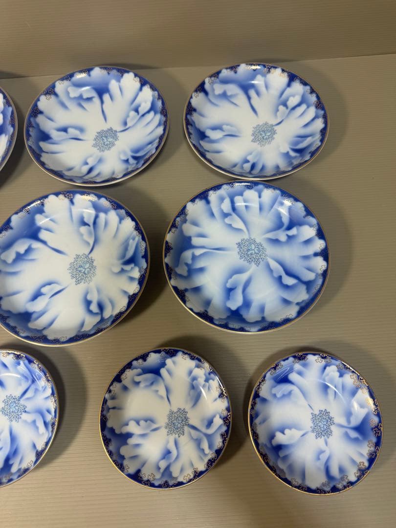 2315 深川製磁　牡丹金ミル　大皿1客　中皿4客　小皿5客