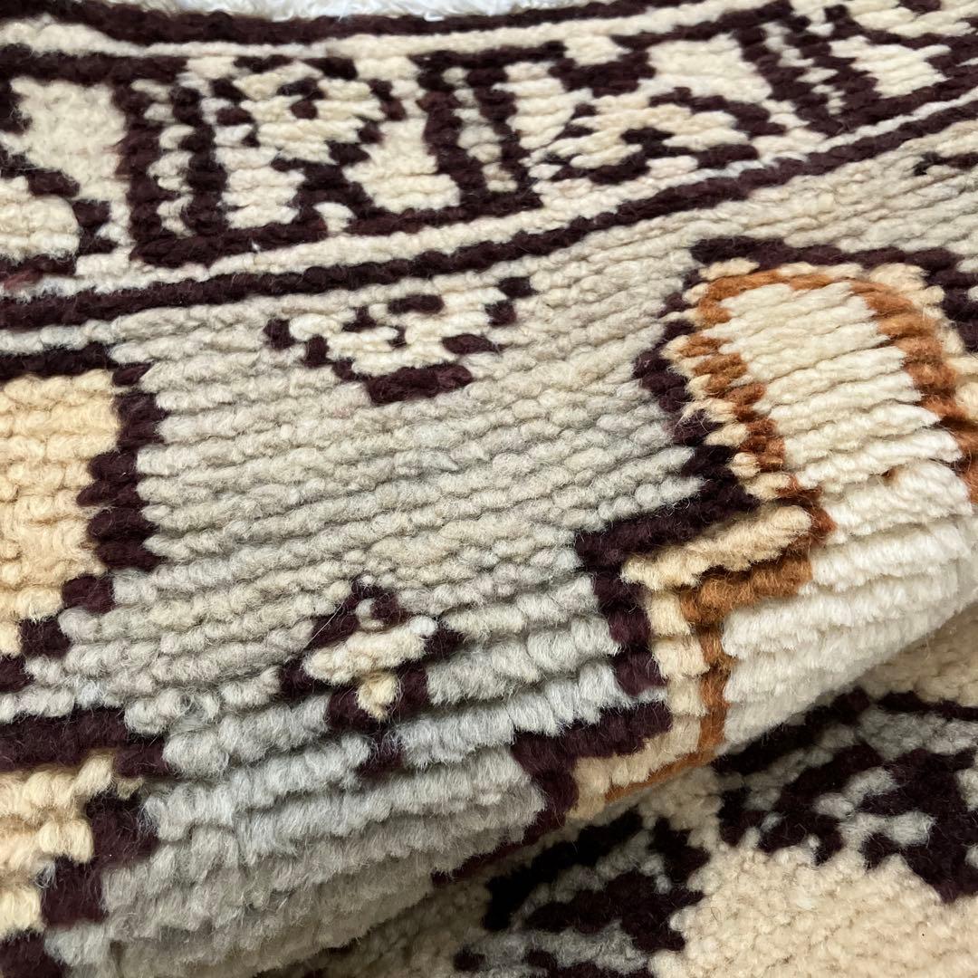 モロッコ絨毯ビンテージラグハートベニワレンウール70x130cm手織り絨毯