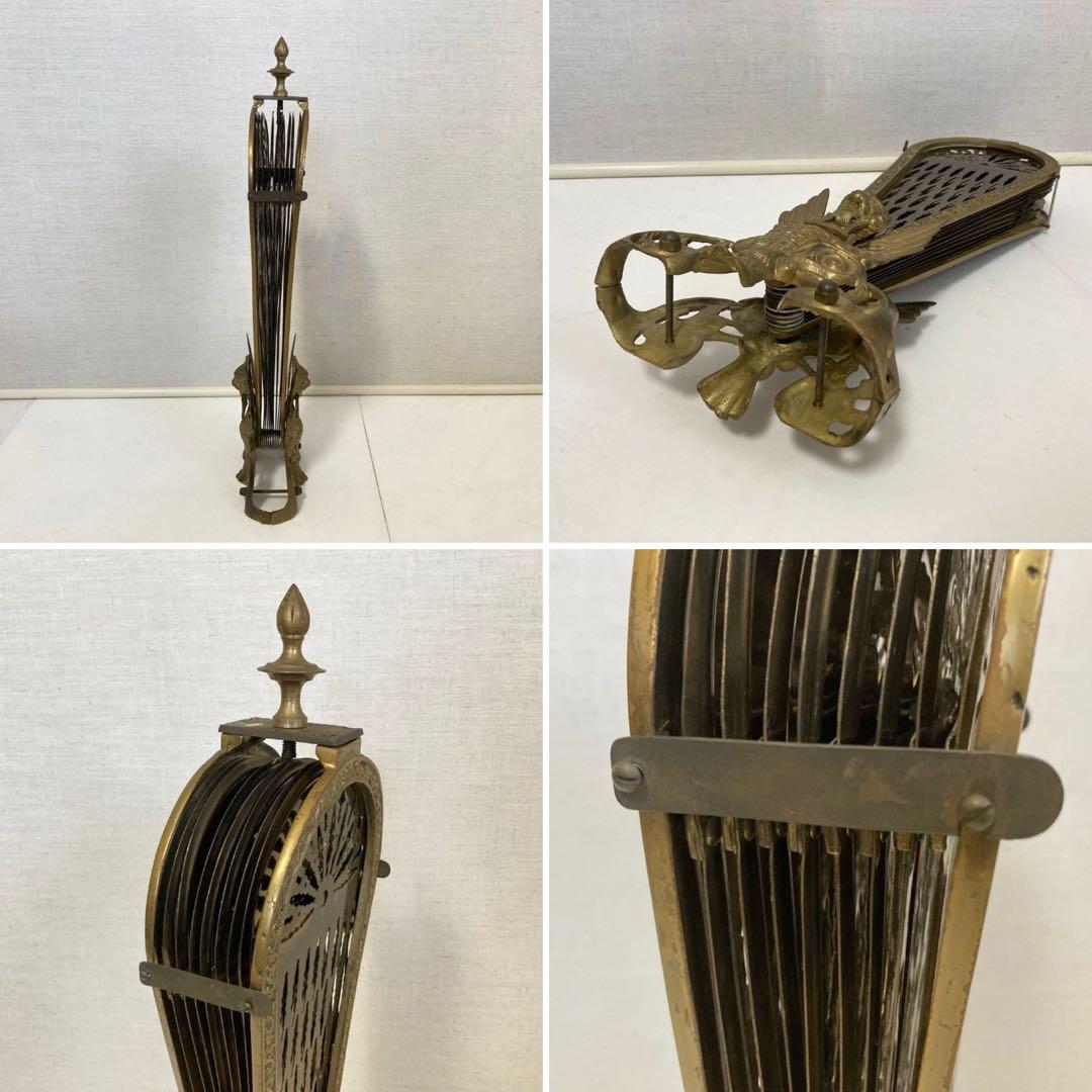 ファイヤースクリーン 暖炉 ストーブ 衝立 真鍮 金属 レトロ ヴィンテージ