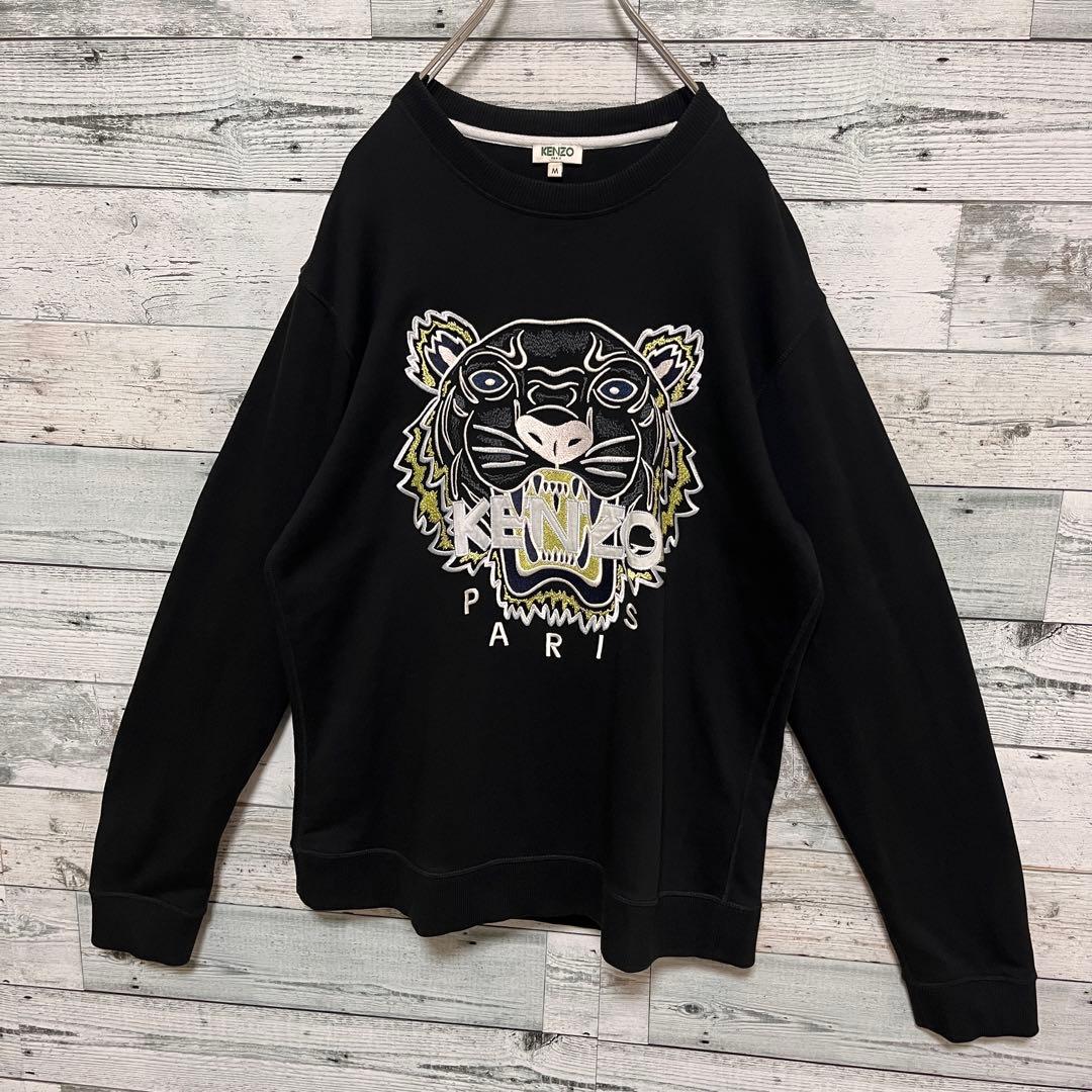 t151【美品】ケンゾー 刺繍 虎顔 ビッグロゴ スウェット 希少 人気 一点物
