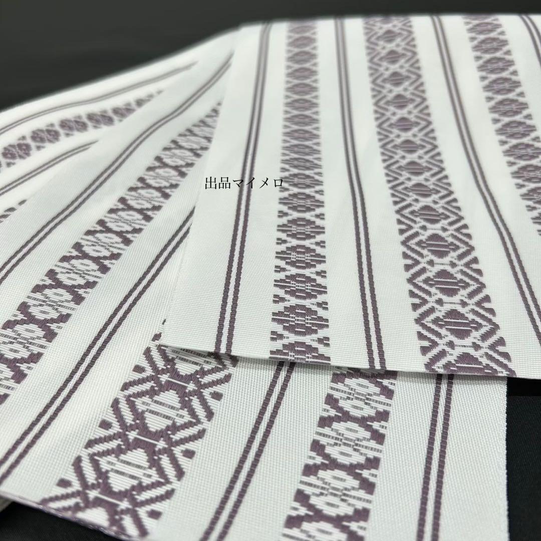 浴衣　綿麻　粋な夏着物　麻の葉柄　紺色　献上柄　半幅帯　2点　0725②