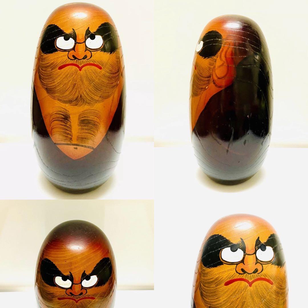 中古 こけし だるま 日本 木製 伝統 人形 6セット コレクション　特大
