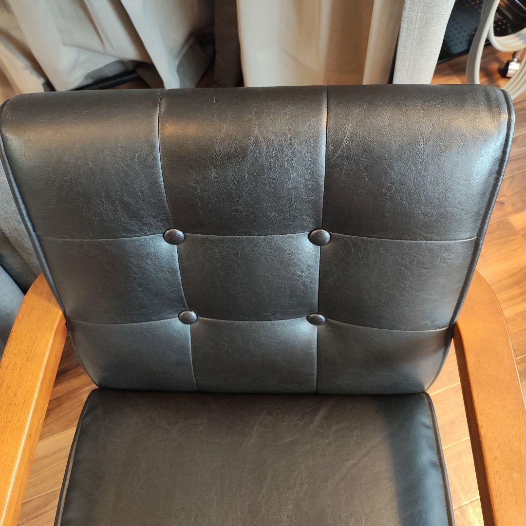 ブラック合成皮革1人掛けソファ