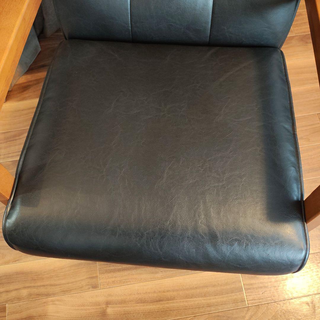 ブラック合成皮革1人掛けソファ