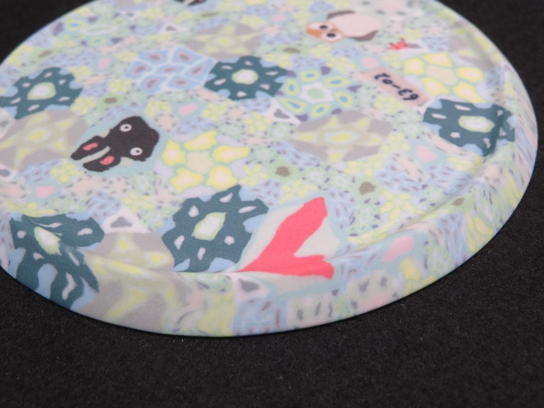 小林佐和子　練込小皿　うさぎと梟　現代アート　アンティーク