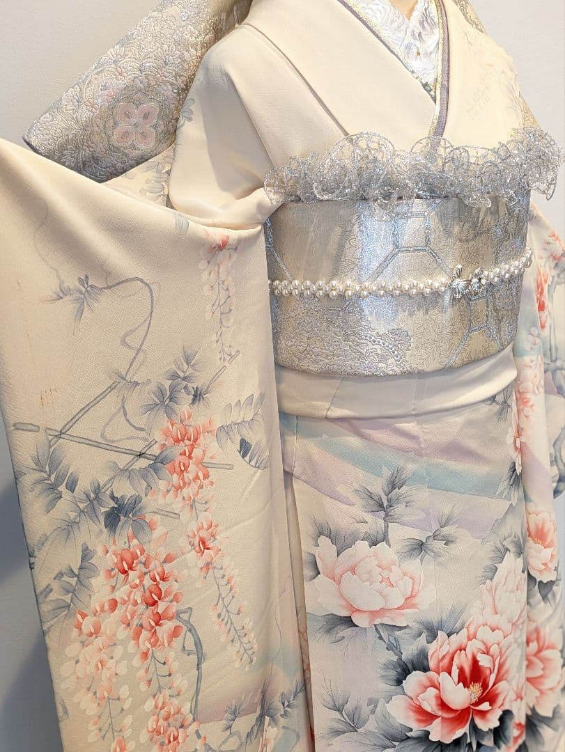 Rainbow 振袖フルセット 身丈172裄65 手描き 白系 成人式