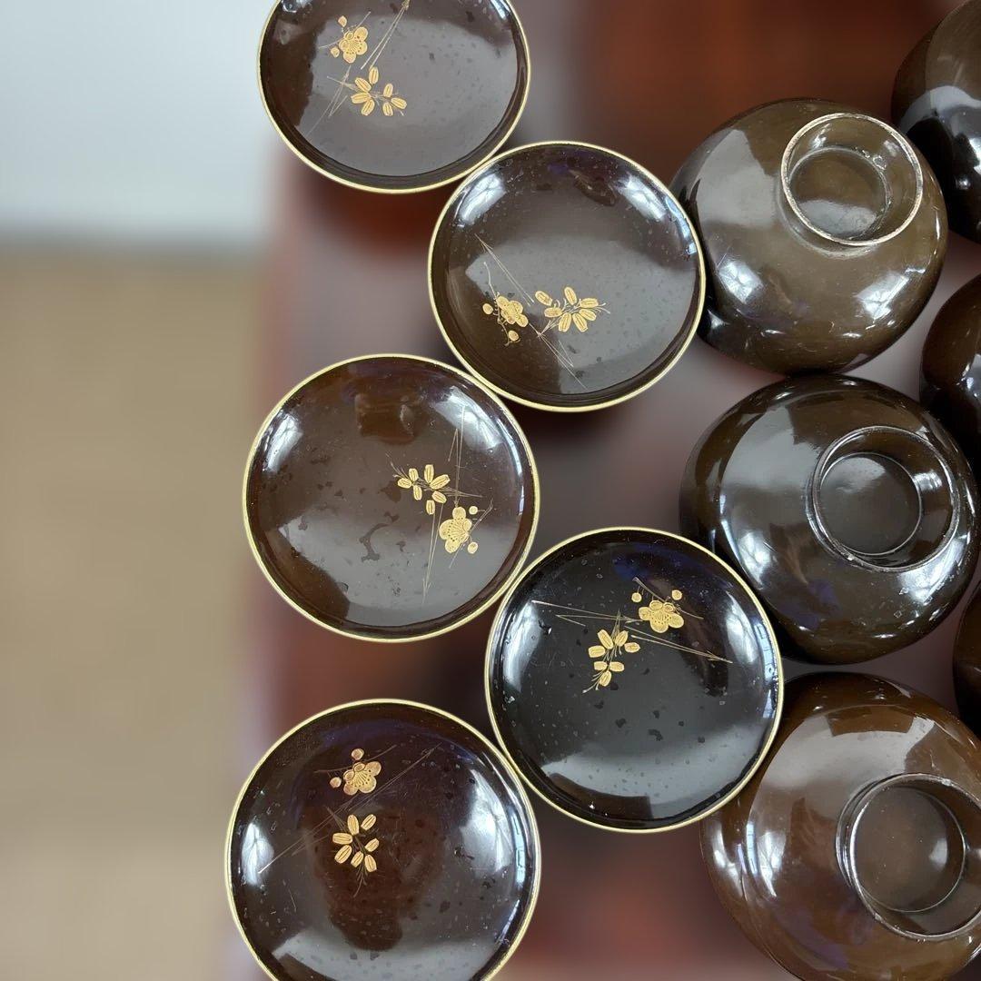 漆器 葉模様 椀 10客セット