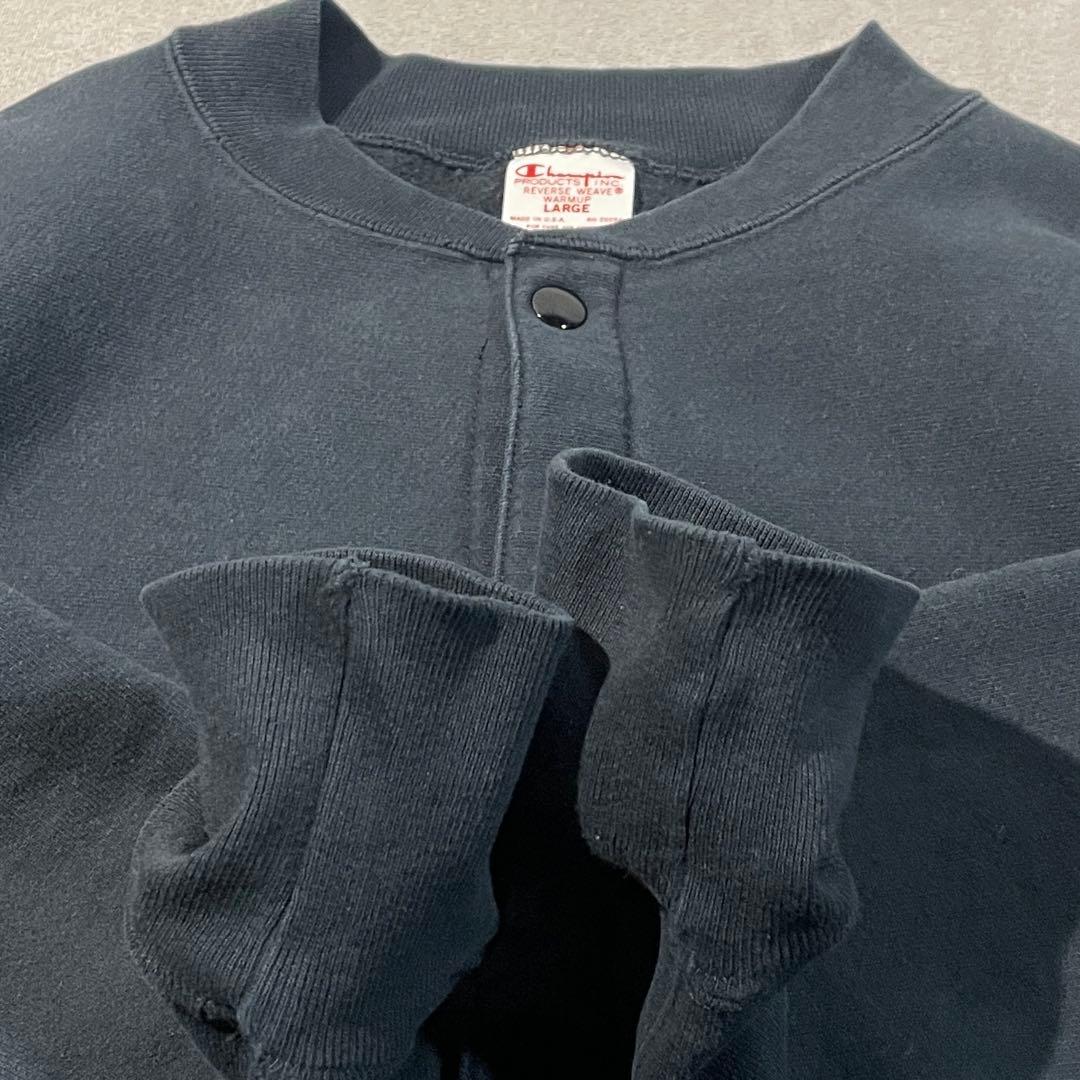 【USA製】Championリバースウィーブスナップカーディガン黒L単色タグ復刻