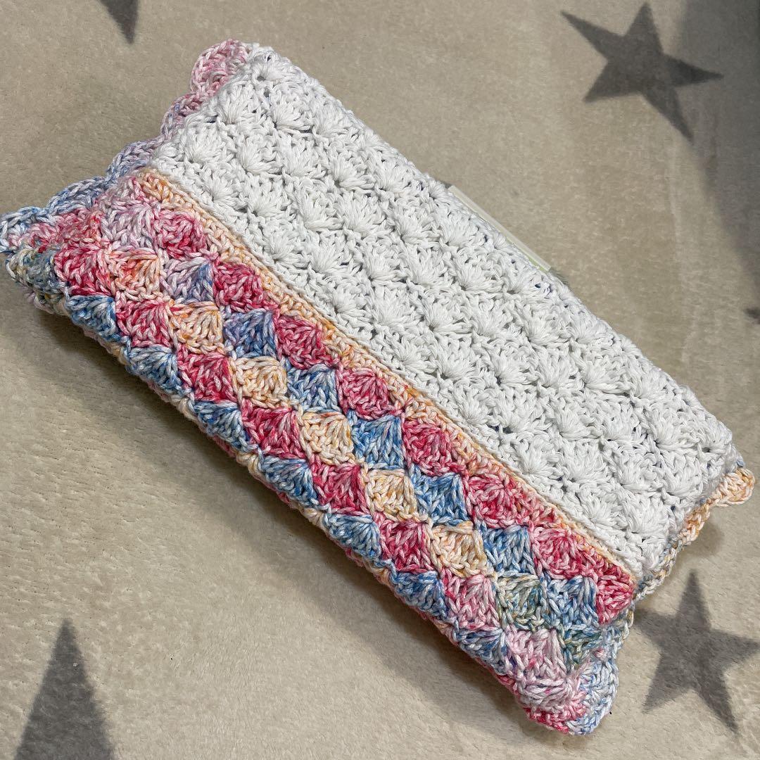 ☆手編み ティッシュカバー ☆スプレー ピンク