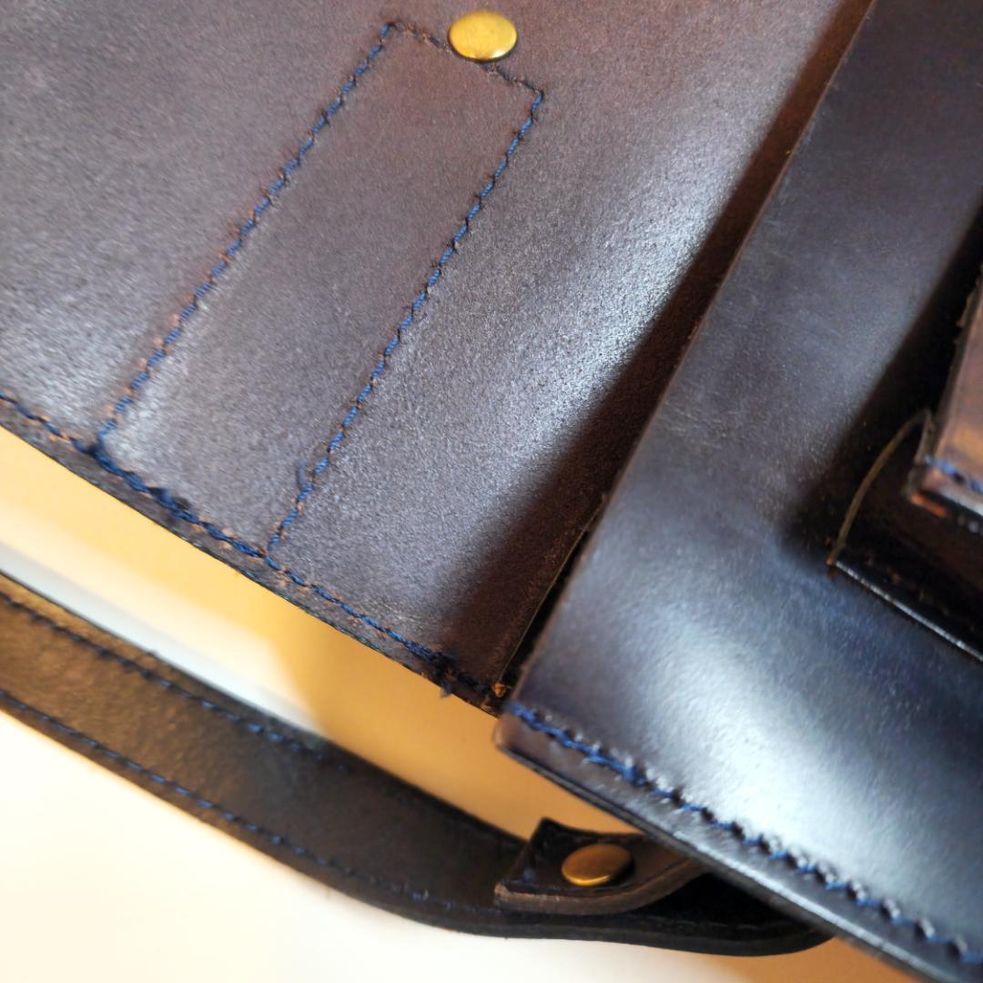 【値下げ】GLEN ネイビー 13インチサイズ、サッチェルバッグ