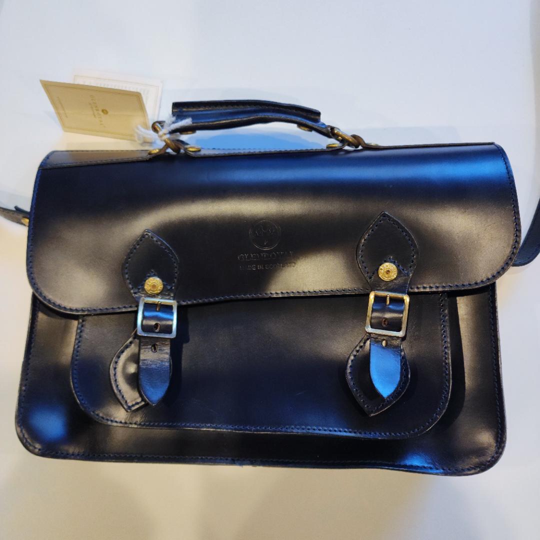 【値下げ】GLEN ネイビー 13インチサイズ、サッチェルバッグ