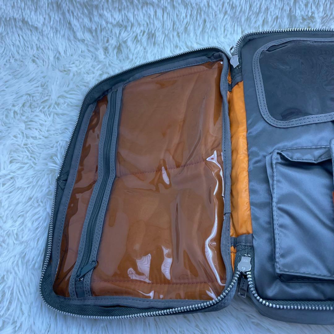 【極美品】ポーター タンカー ショルダーバッグ ダブルジップ シルバーグレー　L