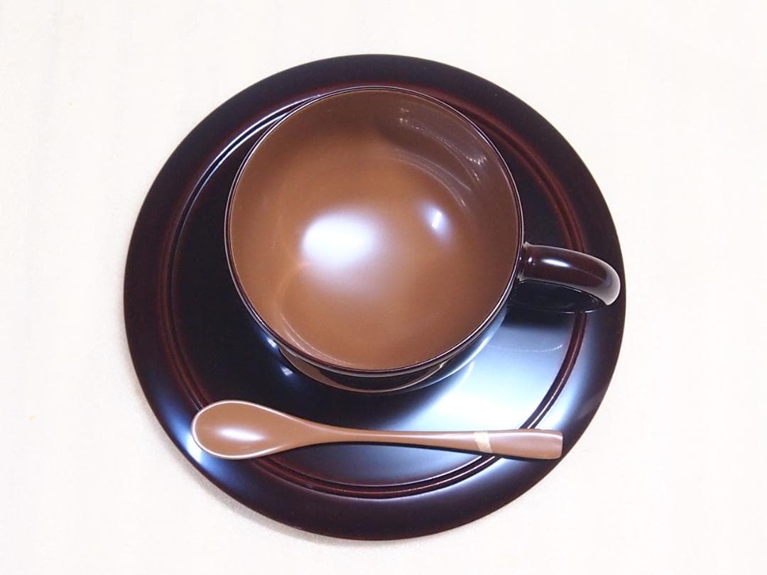 【未使用】輪島塗 HANANURI 花ぬり 古代溜/波線 コーヒーカップ 漆器