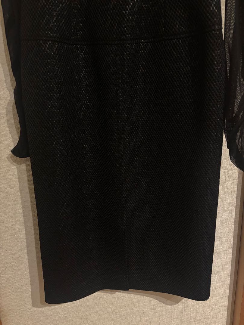 【ほぼ新品】タエアシダ　長袖チュール×フロッキーワンピースドレス Lサイズ