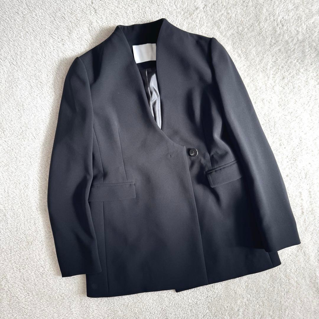ジャケット・アウター Collarless Double Breasted Suit Jacket