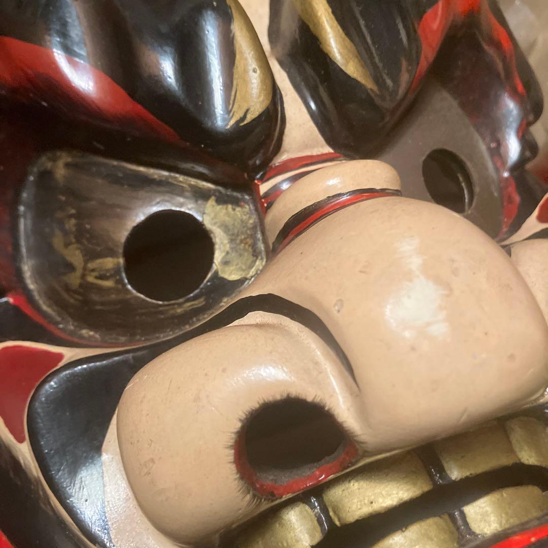 備中神楽面　田邊聖祐　建御名方命　鬼面　木彫　能面　狂言　お面　伝統芸能