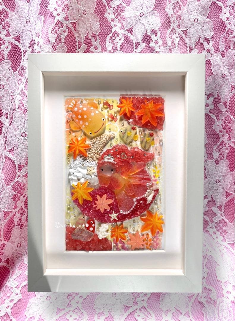 秋めく海のお月様 プリンセス インテリア アクアリウム シーグラスアート 置物