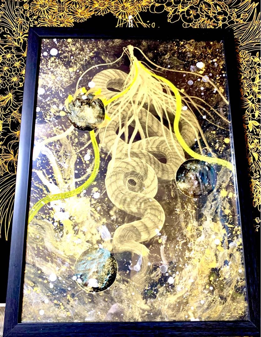 【一筆龍エネルギーアート】　辰　隕石　絵　絵画　龍　龍神　置物　開運　竜