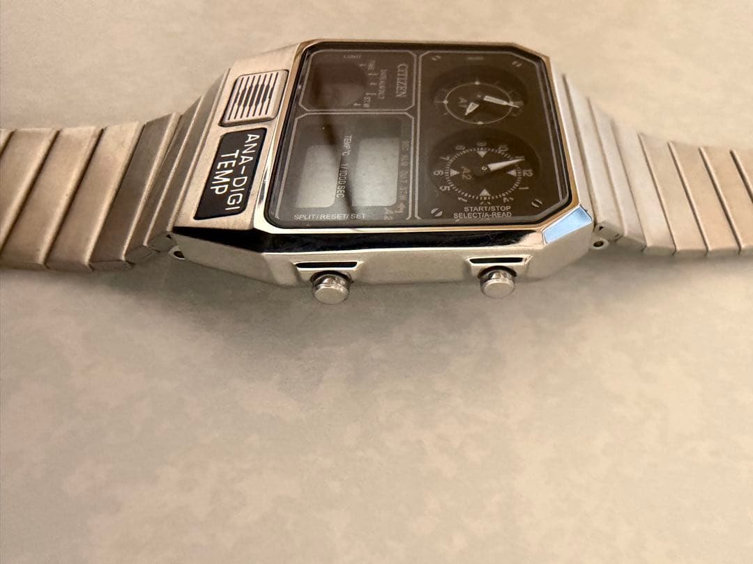 CITIZEN ANA-DIGI TEMP 腕時計シルバー　文字盤ブラック稼働品