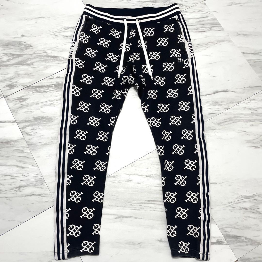 希少⭐️パーリーゲイツ セットアップ パーカー ジョガーパンツ 総柄 白×紺 L