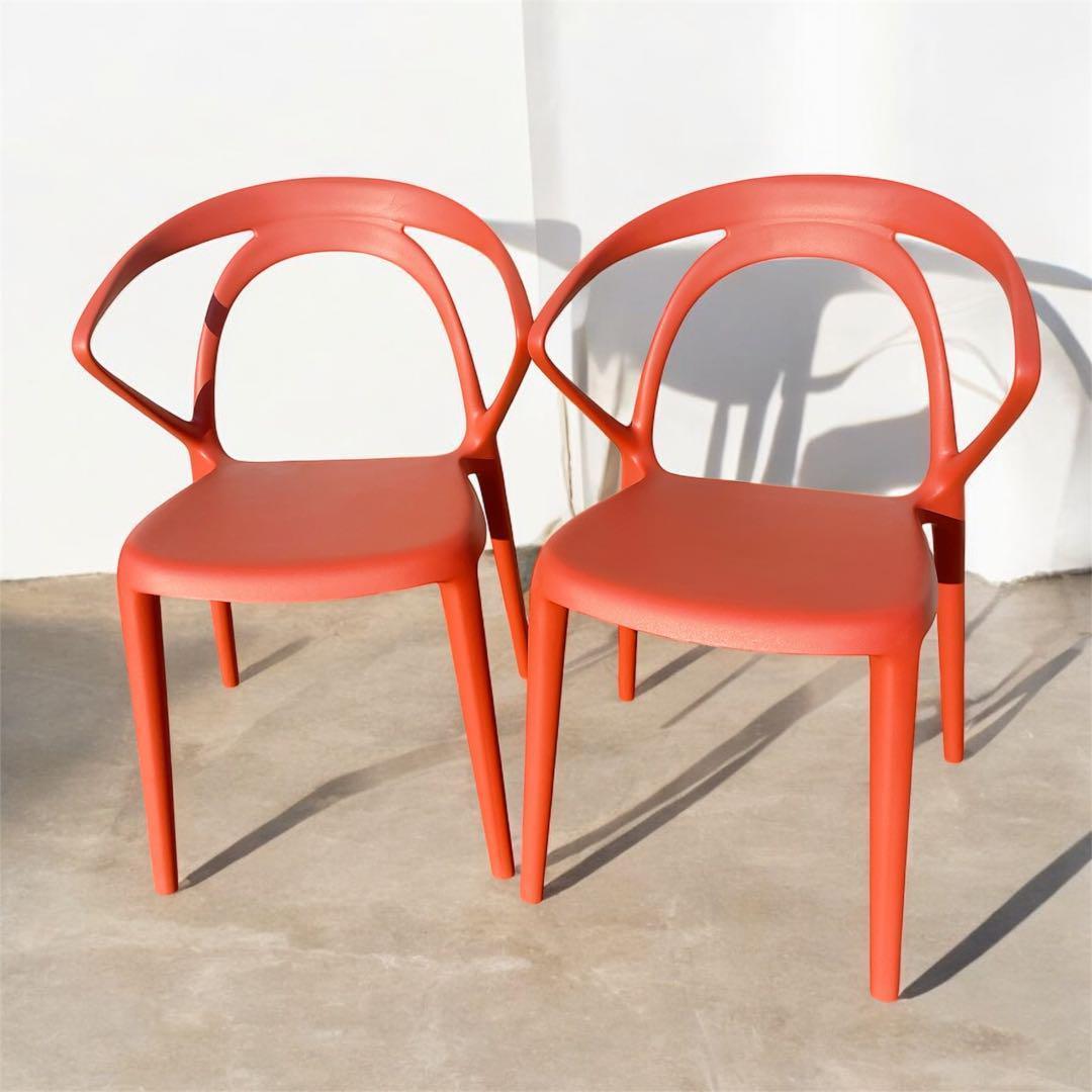 【未使用品】CHERRY エルパソ ダイニングチェア レッド 2脚セット①