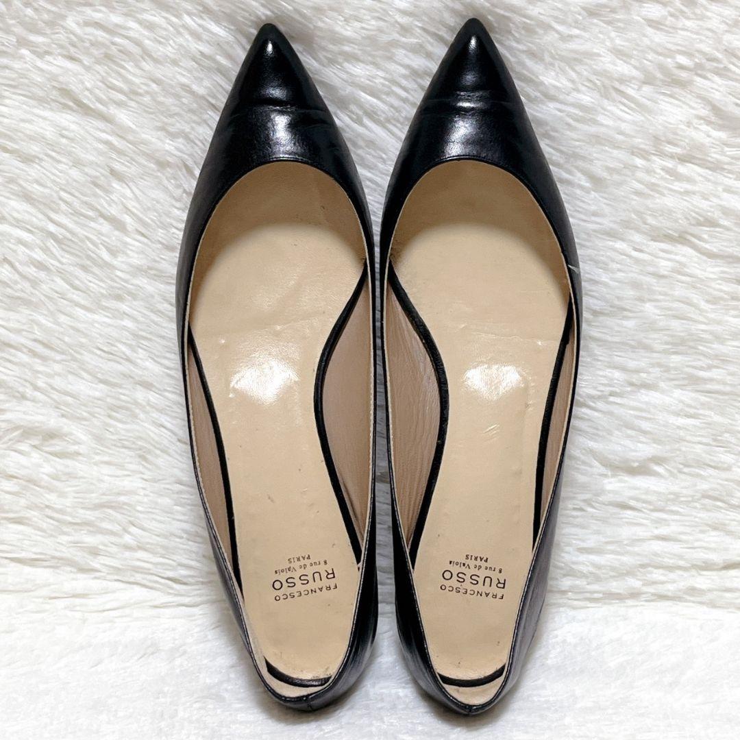 ​【極美品】フランチェスコルッソ フラットシューズ 38 黒 ポインテッドトゥ