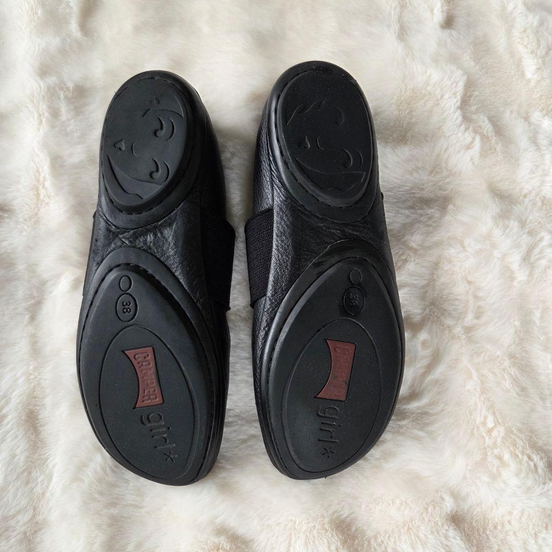 カンペール　CAMPER　バレエシューズ　黒 ストラップ　フラットシューズ　24