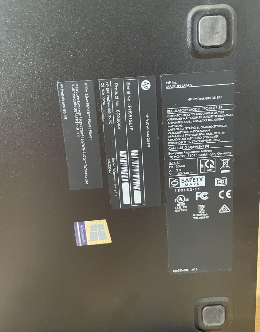 Windowsデスクトップ HP ProDesk600 G5SFF NVMe512GB+1TB