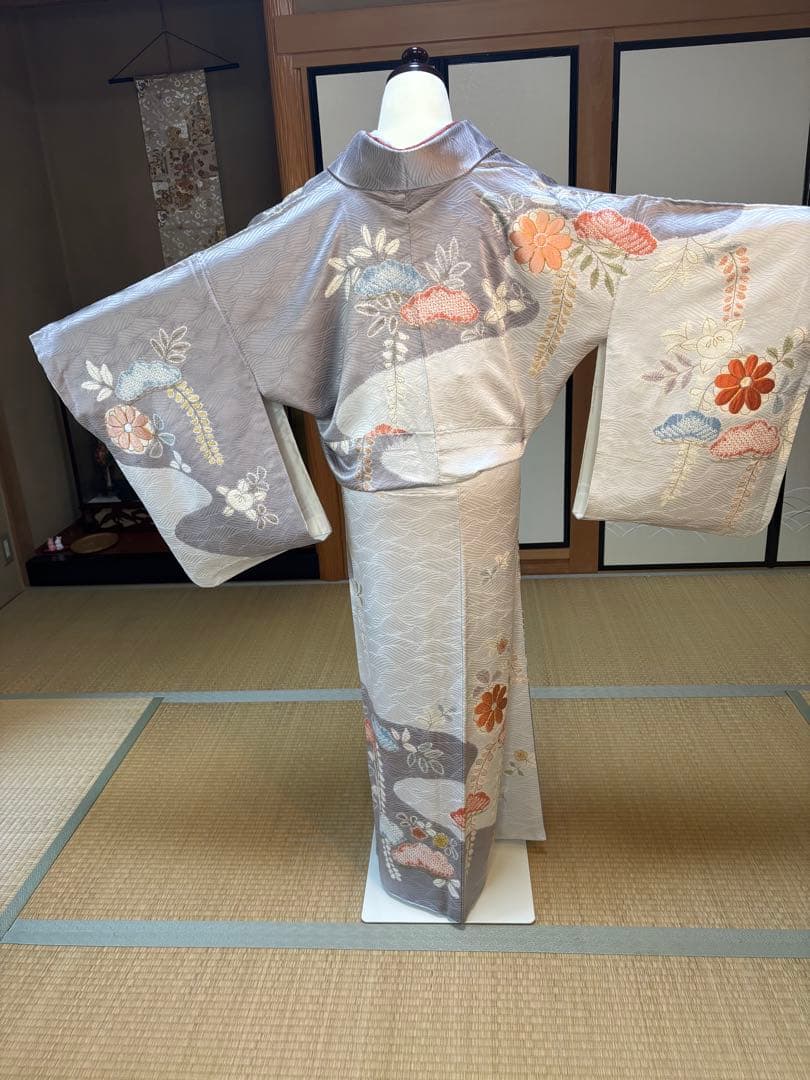 フォーマル５点フルセット 正絹訪問着　袋帯　帯締め帯揚げ　重ね襟