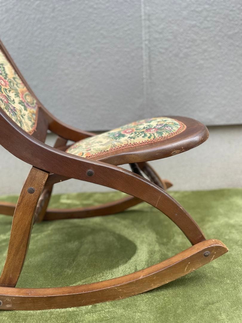 ロココ調 ロッキングチェア 折りたたみ 折り畳み コブラン織り 送料無料