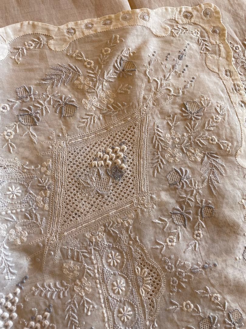 汕頭　スワトウ　SWATOW　手刺繍刺繍　テーブルクロス　希少