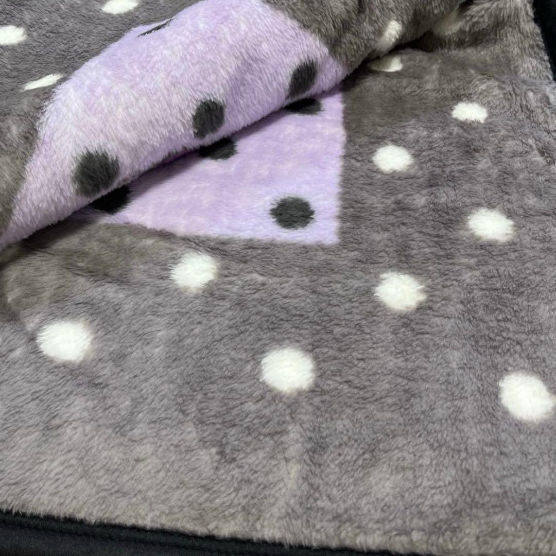 アナスイ　アクリルニューマイヤー毛布　シングル　白黒×紫　ドット柄西川産業