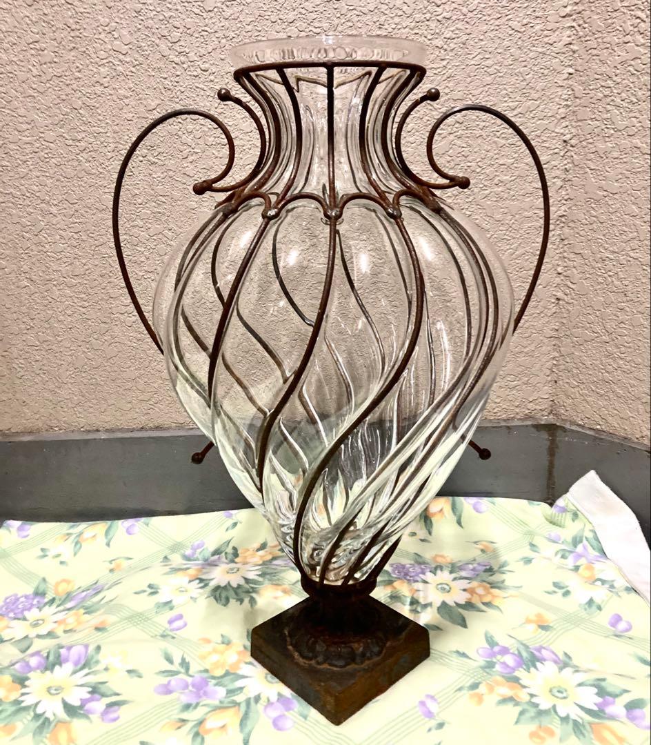 アンティーク ガラス製 アンフォラ 花瓶 フラワーベース 67cm イタリア製