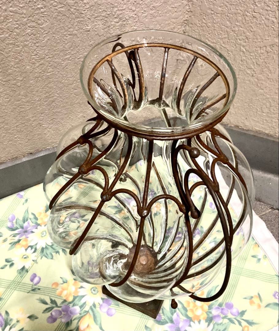 アンティーク ガラス製 アンフォラ 花瓶 フラワーベース 67cm イタリア製