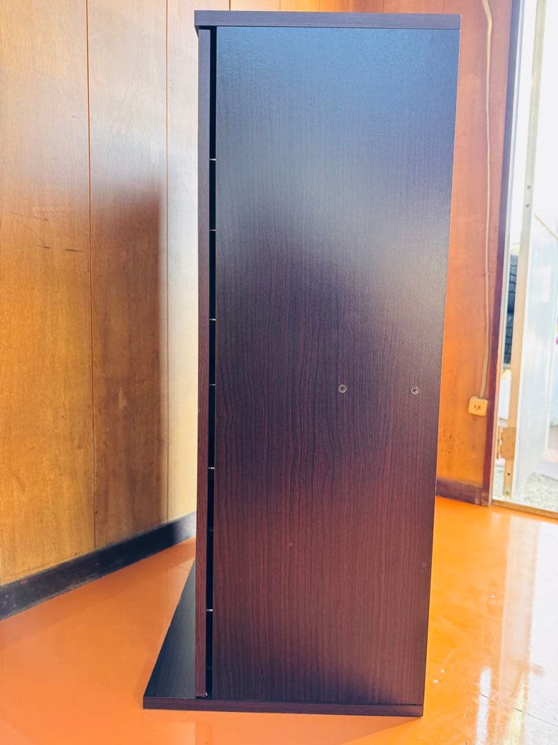 CD・DVD収納ラック 扉付き ダークブラウン 難あり