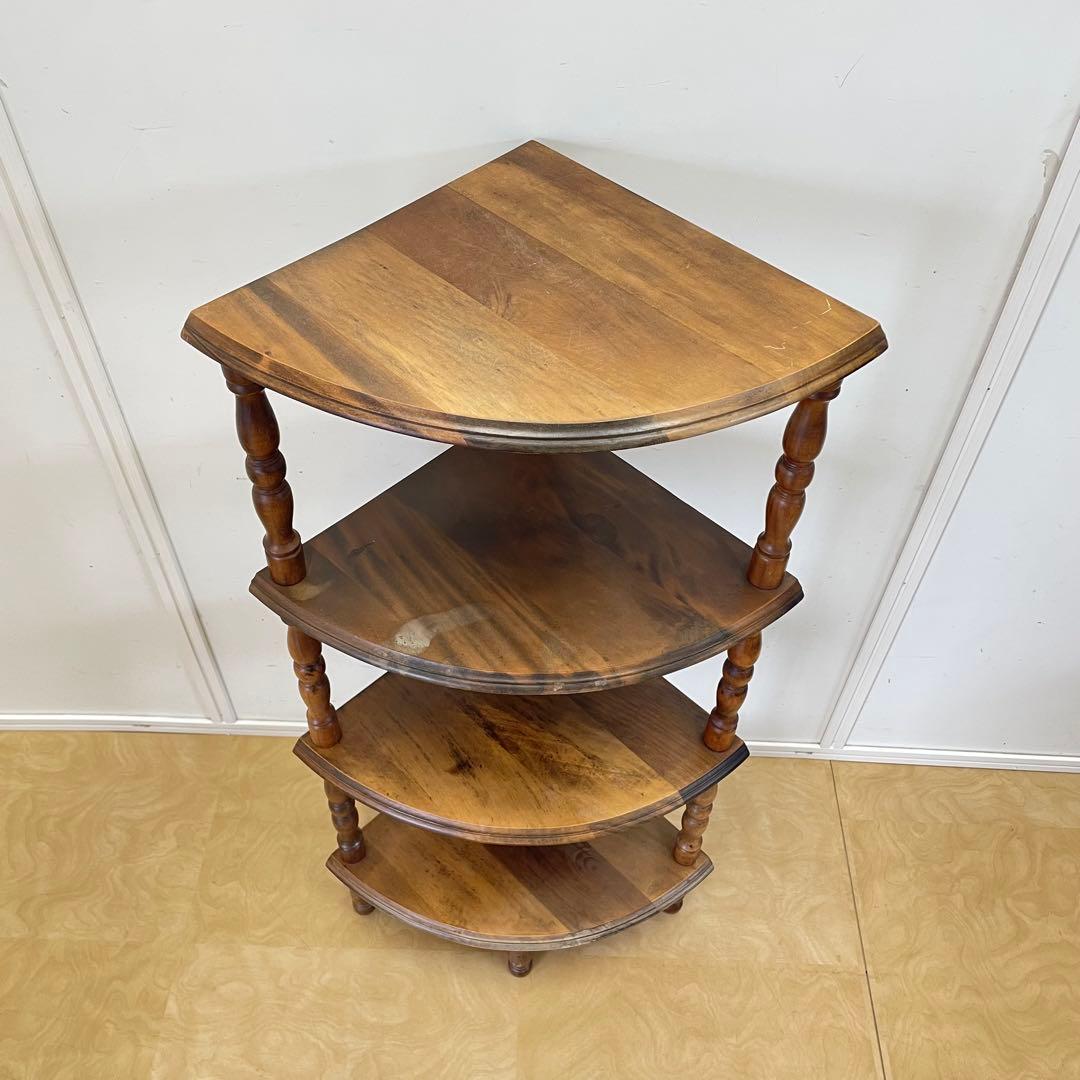 たぬき 木製 4段コーナーラック 棚 飾り棚 ラック ビンテージ