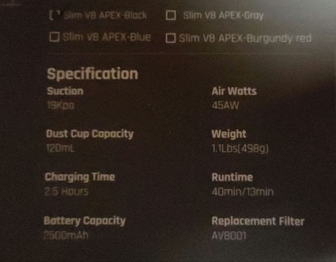 Fanttik Slim V8 Apex ハンディクリーナー 19000Pa