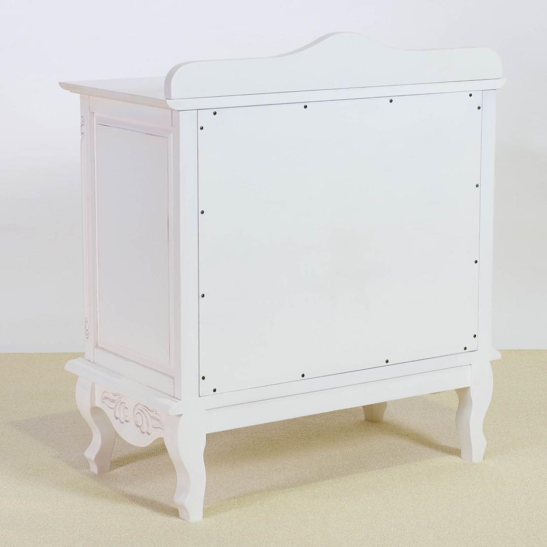 A 新品 アンティーク調 チェスト 75 白 たんす 衣類 リビング収納 ボード