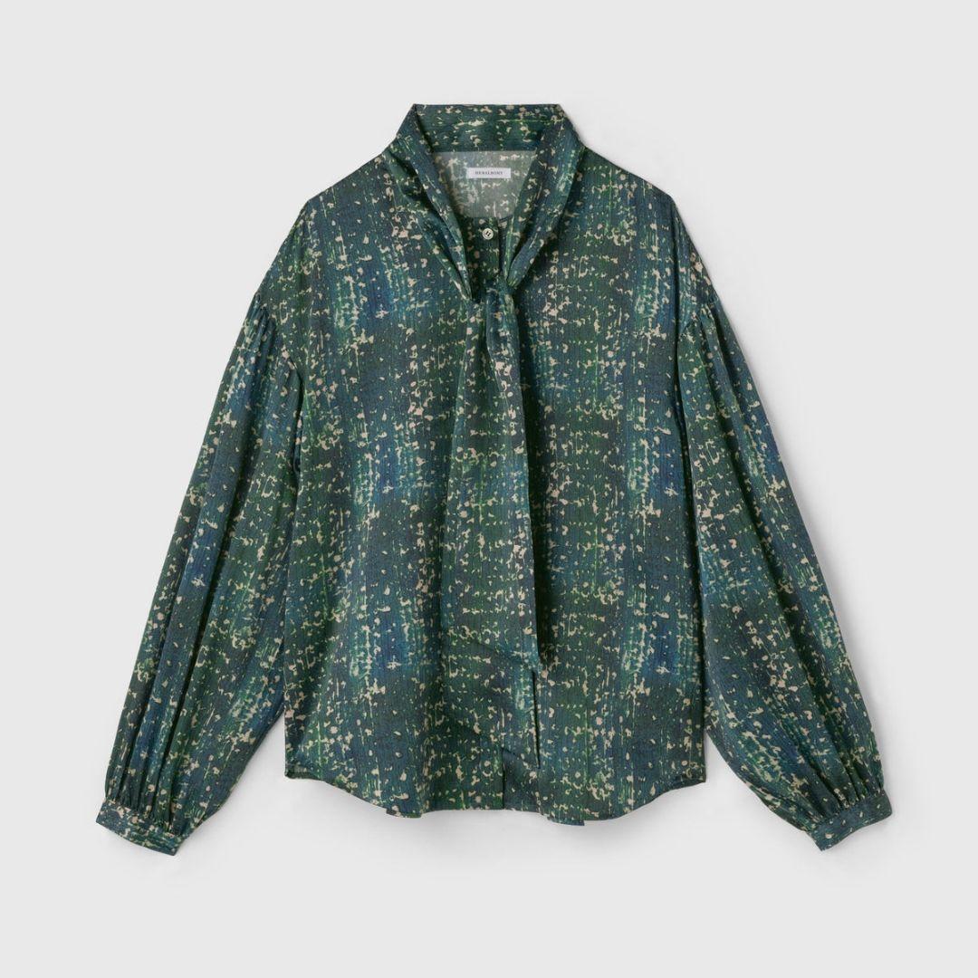 極美品　25AW HERALBONY「こもれび」サテンボウタイシャツ　日本製