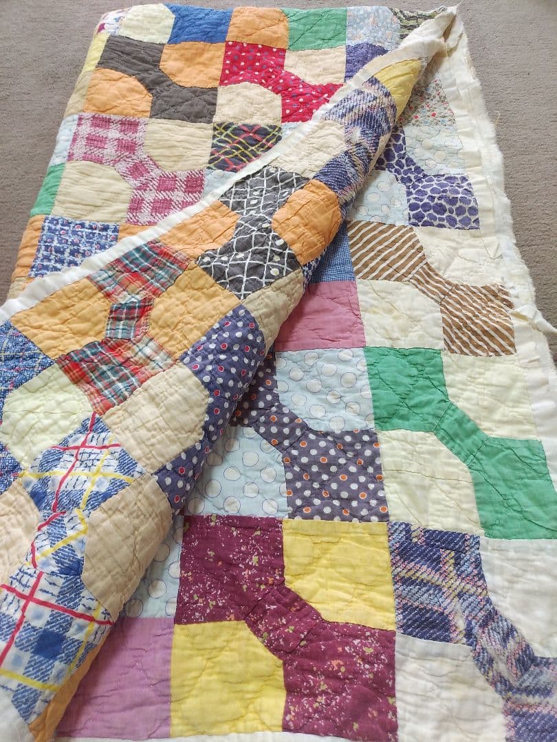 1点モノ★ヴィンテージキルト★キルティング生地パッチワークシーツサンタモニカ渋谷