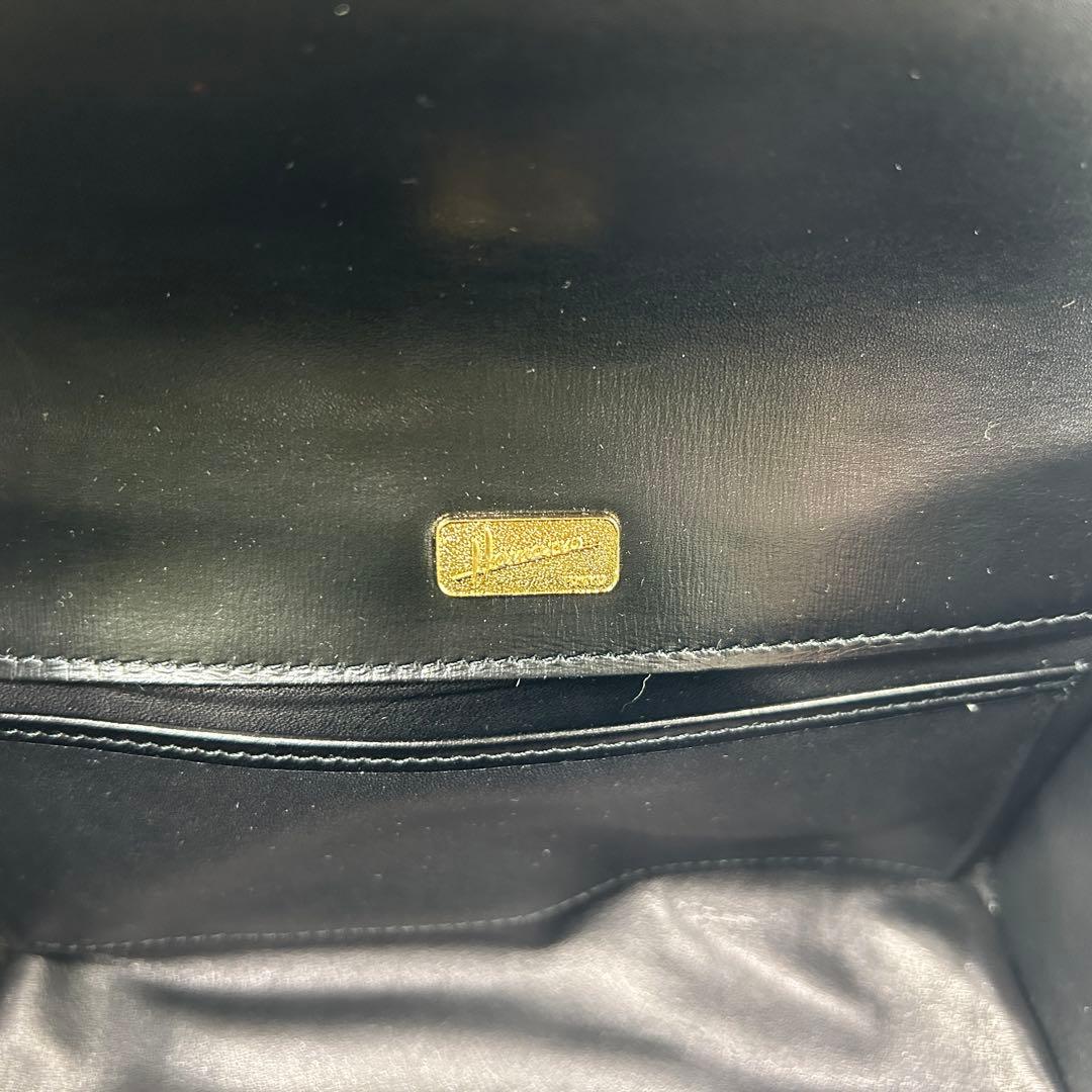 濱野皮革工藝 hamano ハンドバッグ フォーマルバッグ ブラック 黒　レザー