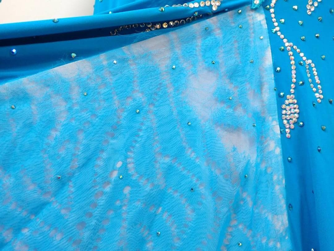 B1307★水色/スワロフスキー/ワンピース/スタンダードドレス☆社交ダンス