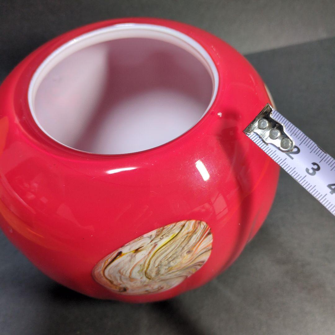 赤いマーブル模様のガラス花瓶　レッド