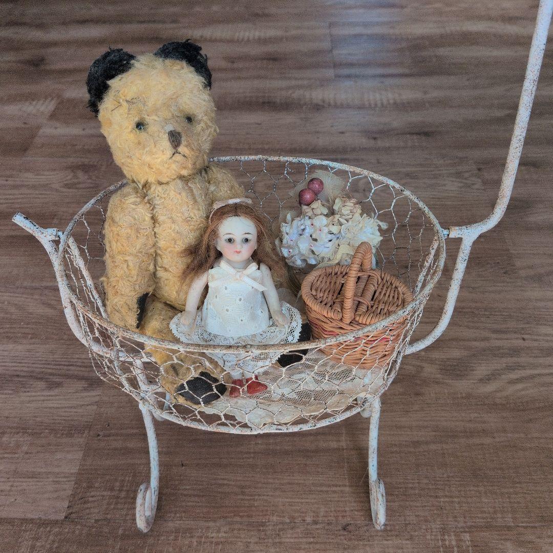 小さなドールベッド アイアン製 フランスアンティーク風 天蓋ポール