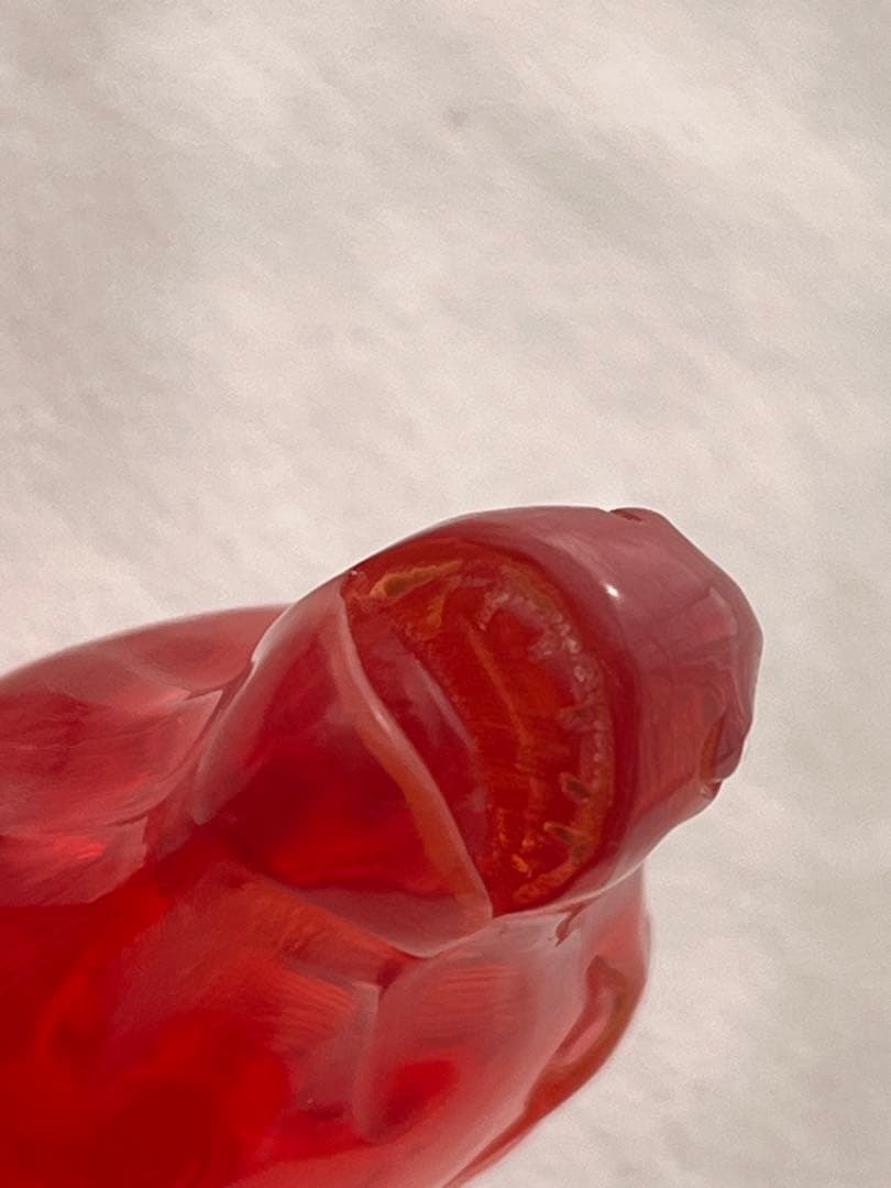 馬の置物 赤　中国　手彫り　蔵出し